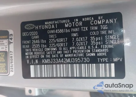 2021 Hyundai Tucson Value from USA, damaged, VIN KM8J33A42MU395730